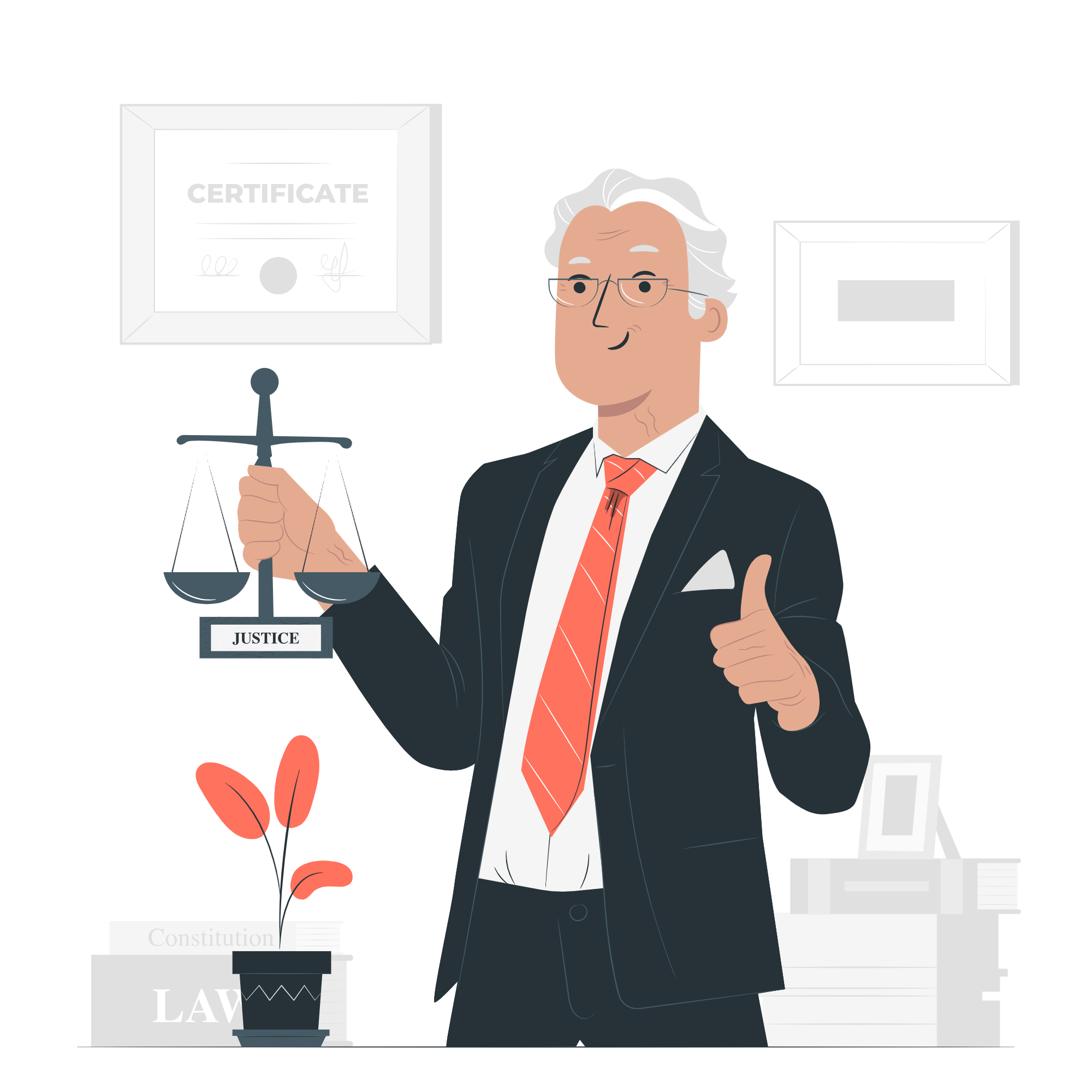 Attorney working with legal documents illustration
